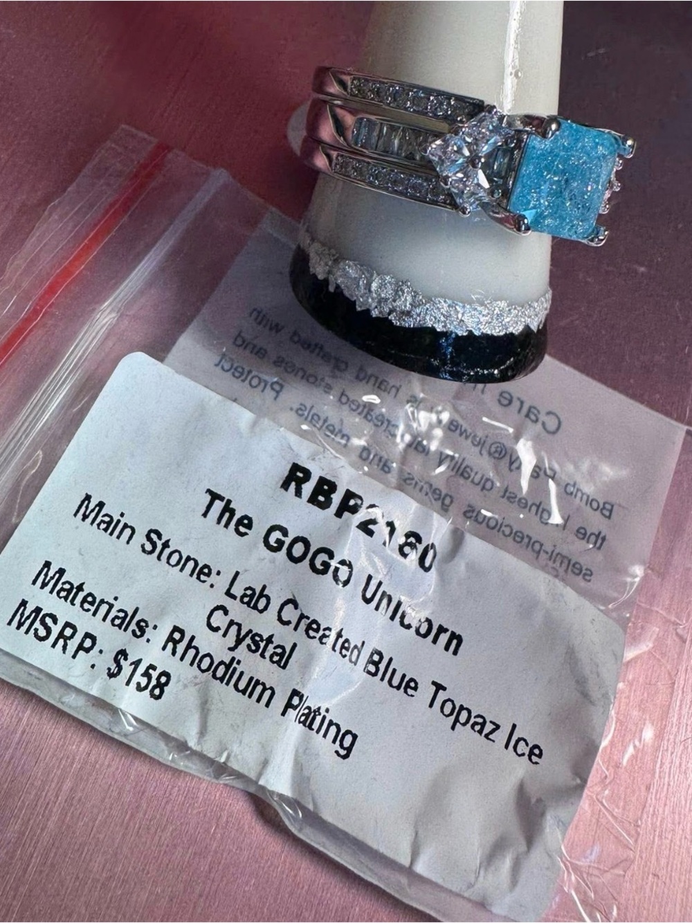 The GOGO Unicorn Ring — Silver Band with Blue Topaz Ice Crystal